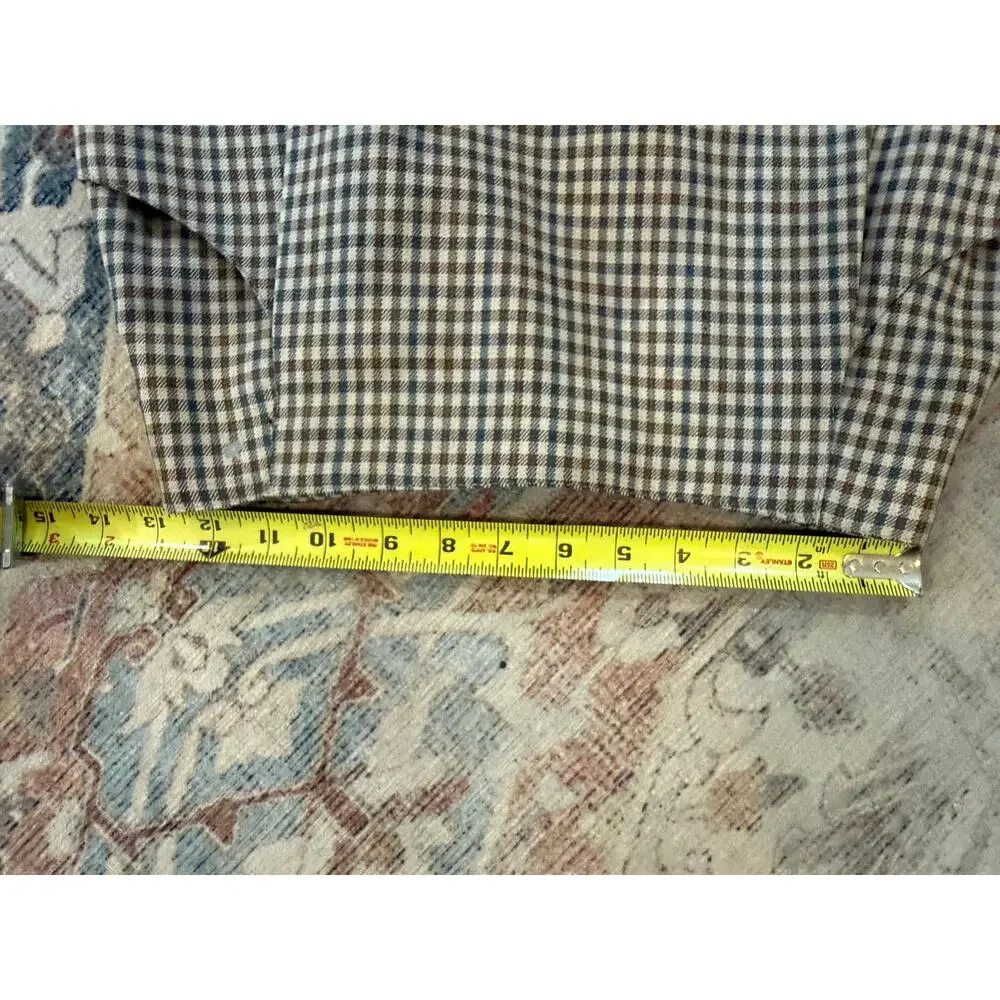 Gianni Sport Tan Multicolor Plaid Midi 100% Wool Pencil Skirt, Sz 8 - Picture 4 of 8